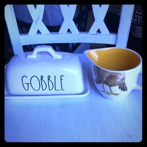 Rae Dunn turkey gravy and gobble butter dish new